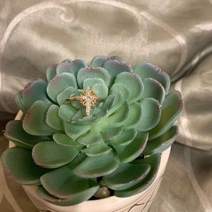 14k over sterling silver cross ring